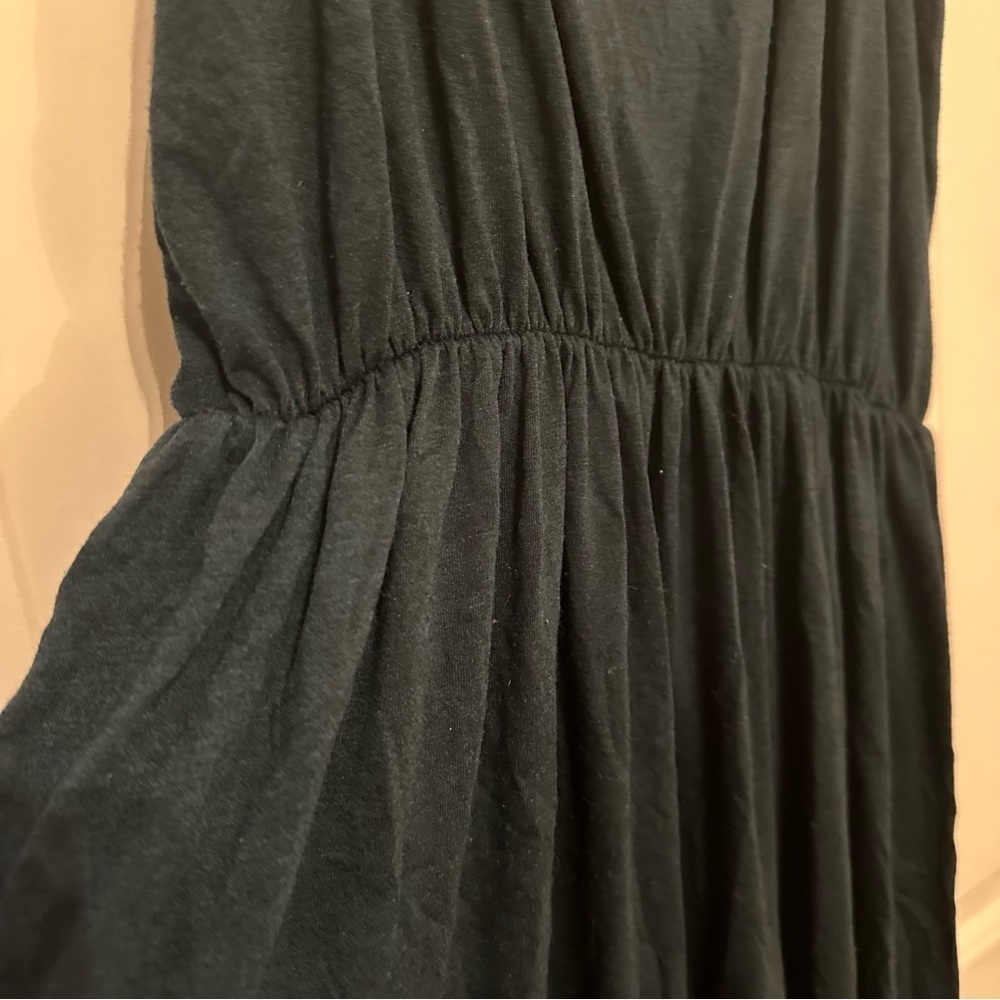 Comfy stretch waist maxi dress dark blue green spaghetti strap women XL - Picture 3 of 6